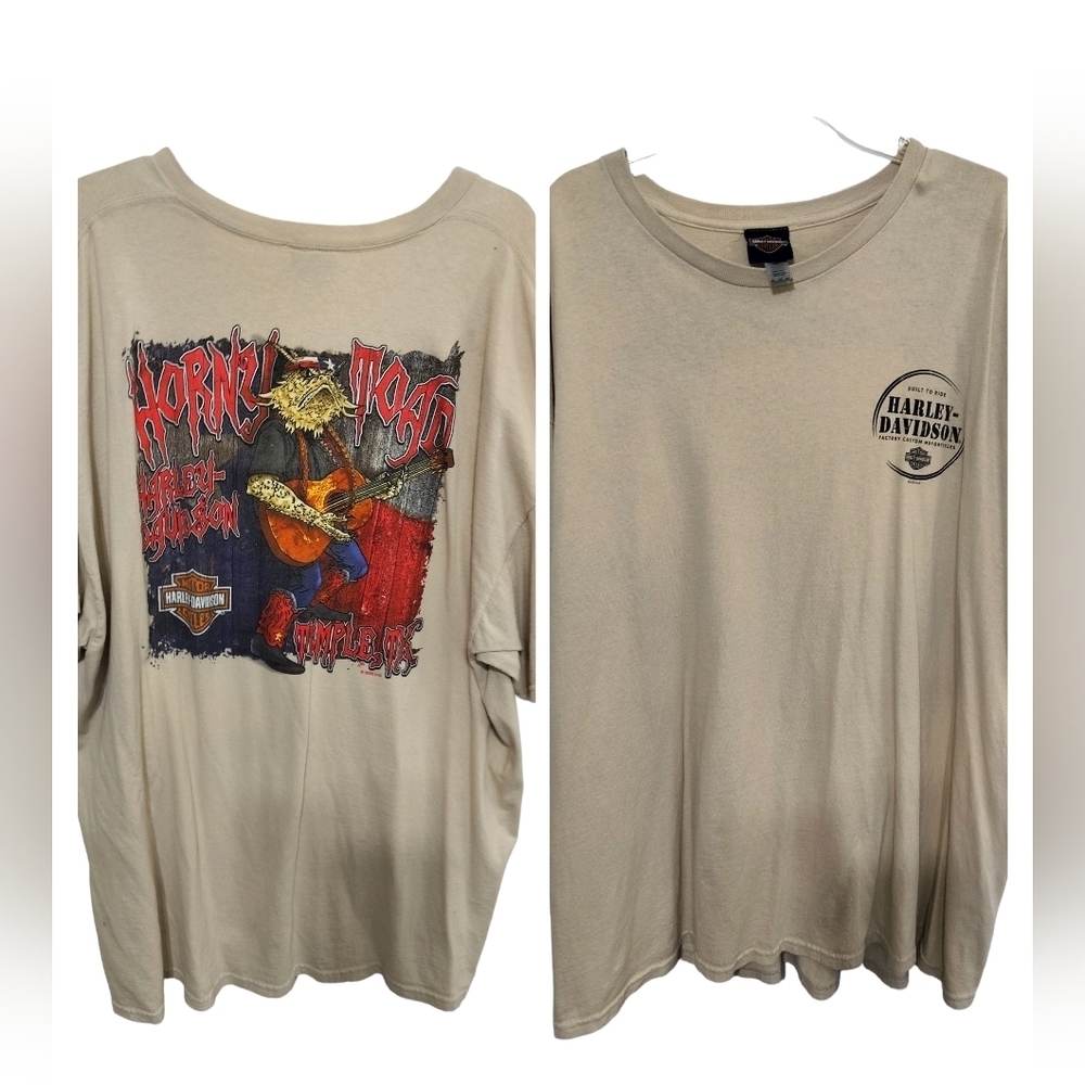 M185)Harley Davidson Horny Toad plays guitar Temple TX Short Sleeve Shirt Sz 3XL